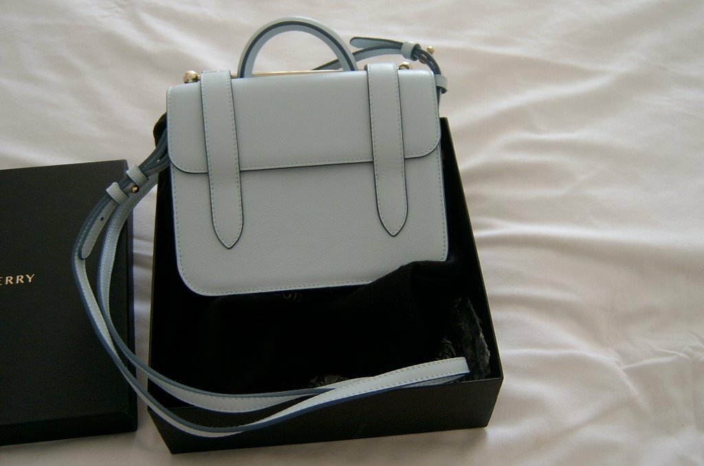 pale blue suede handbag